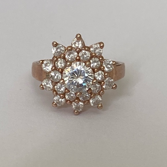 Jewelry - 925 silver flower ring cz 14k rose gold plated
